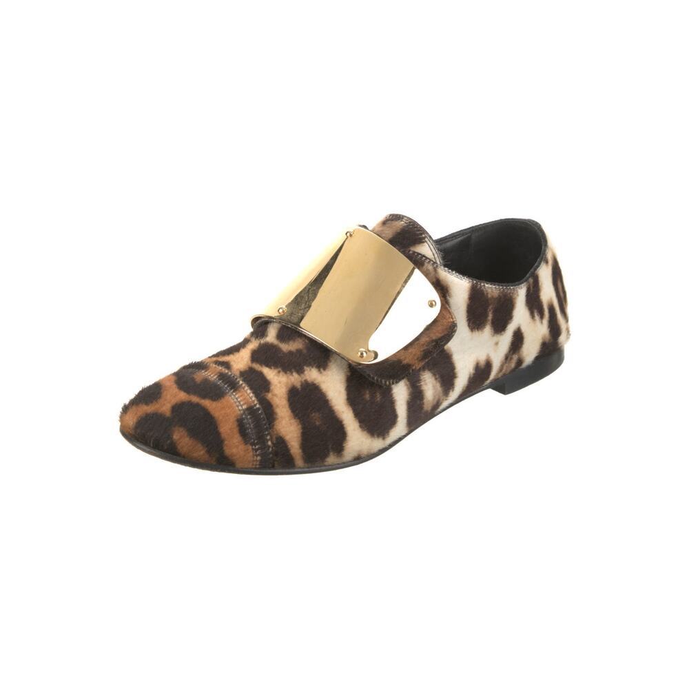 Giuseppe Zanotti Ponyhair Leopard Flats Sandals Brown Preppy Size 6